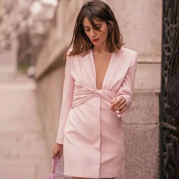Zara Draped Blazer Dress Pink Size L
